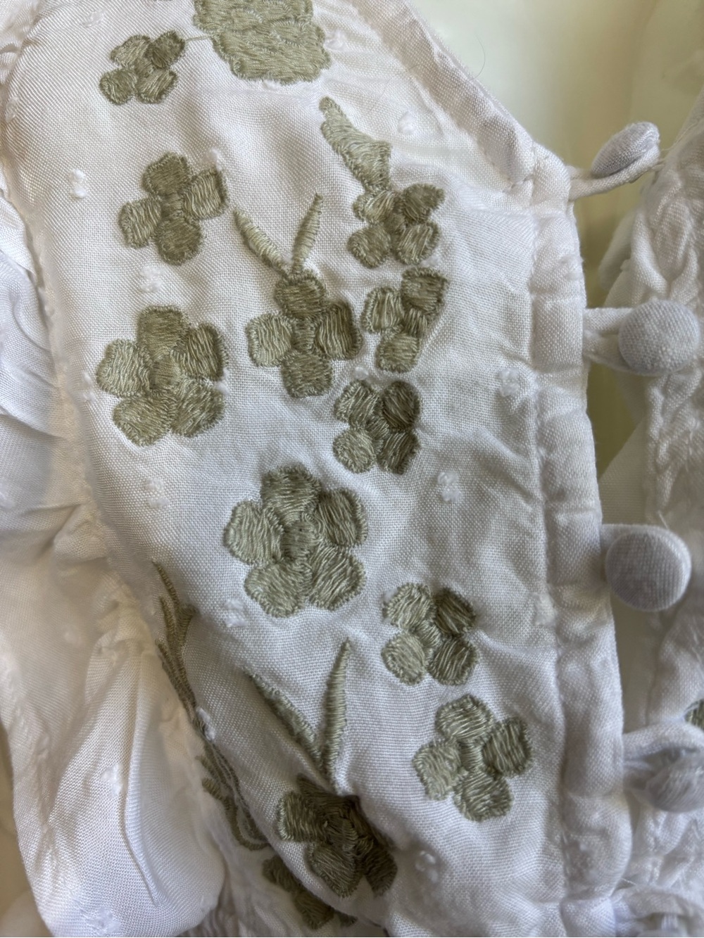 White Ruffle V-Neck Embroidered Tank Top - Picture 4 of 6